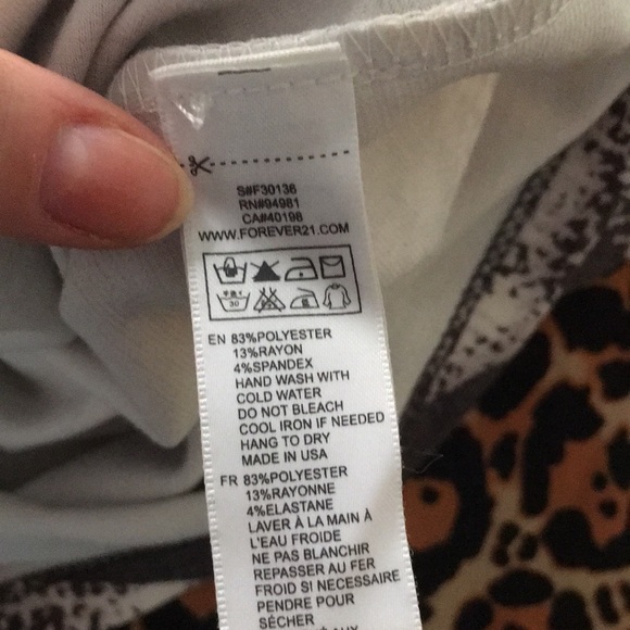 Womens Forever 21 Animal Print Dress Stretchy Off White Gray-Brown Size Large - Picture 5 of 5